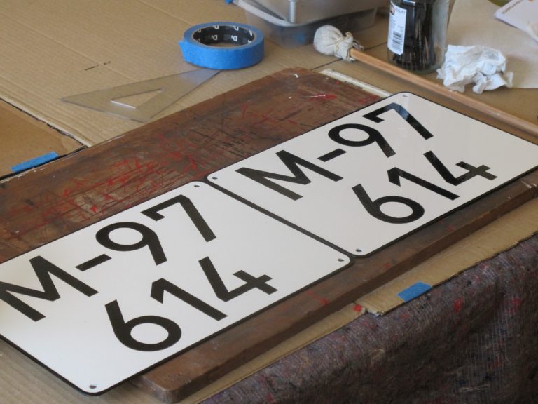 Signwriting by Arne Barker Hand painted Spanish classic number plates
