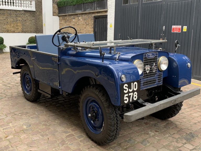 Signwriting by Arne Barker SJO Blue Land-Rover Series 1 80" with hand painted plates