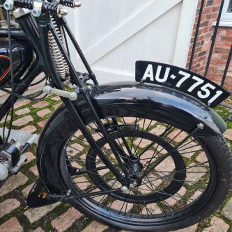 Vintage Raleigh 1923 motorcycle front hand-painted number-plate