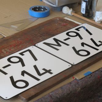 Signwriting by Arne Barker Hand painted Spanish classic number plates
