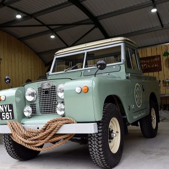 Hand painted number plate on Land-Rover Series 2